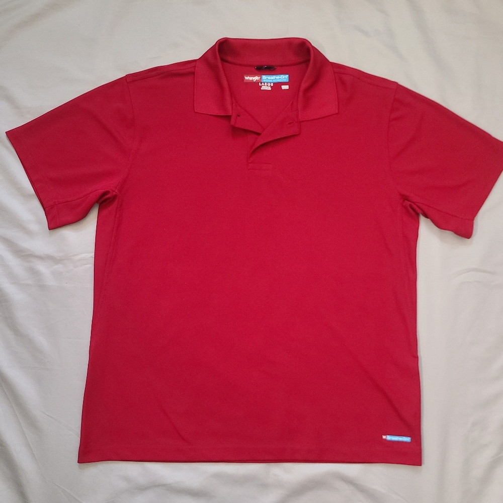 Wrangler Breath-Dri Short Sleeve Red Golf Polo Shirt Adult Mens Size L
